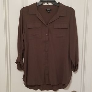 a.n.a. Olive Button Down Blouse roll cuff